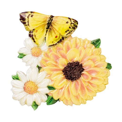 Wachsornament Blumen & Schmetterlinge 8, farbig, geprägt, 7cm