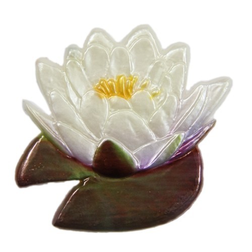 Wachsornament, Seerose, farbig, geprägt, 8,5x6,5cm, Design 4