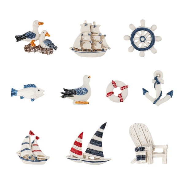 Relief-Figuren, maritim, 10 Designs, 50 Stück