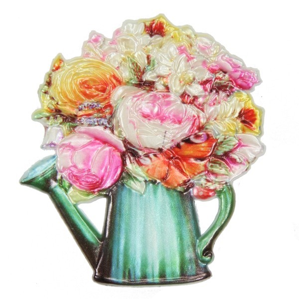 Wachsornament Blumenbouquet 4, farbig, geprägt, 7,5 x 7 cm