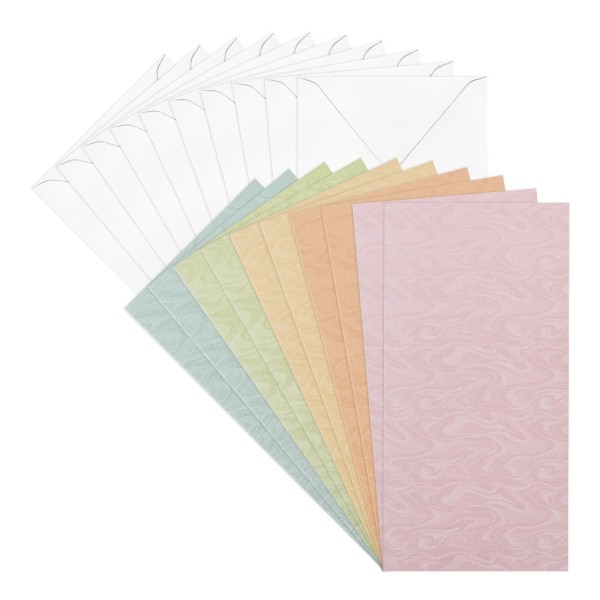 Perlmutt-Grußkarten, Marmor-Schimmer, 10,5cm x 21cm, 5 Farben, inkl. Umschläge, 10 Stück