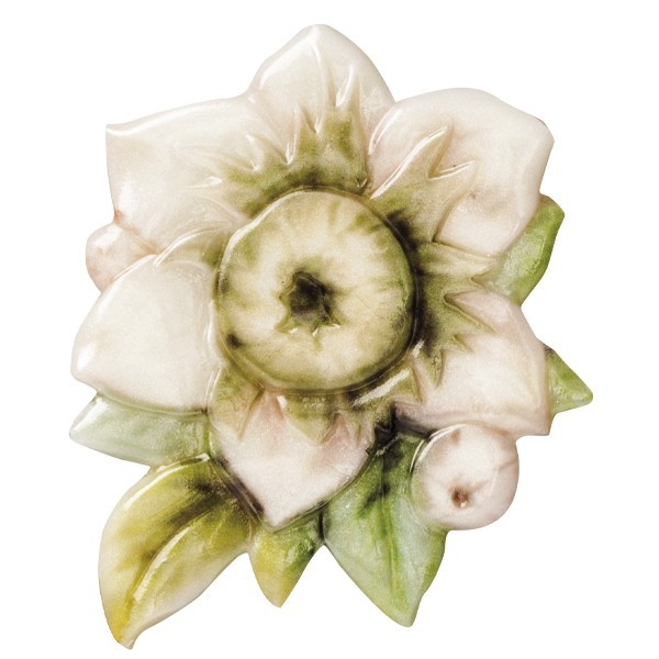 Wachsornament "Blüten de luxe" 8, farbig, geprägt, 6-7cm