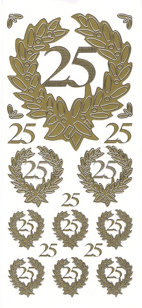 Sticker, Zahlen fürs Jubiläum 25, gold