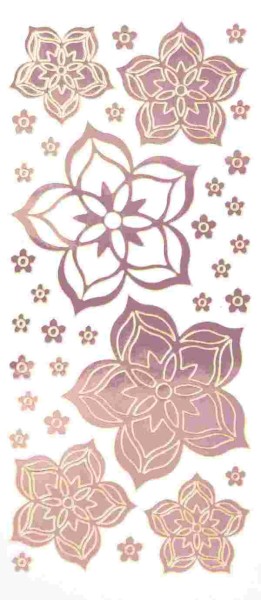 Sticker, Blüten, Spiegelfolie, rosa