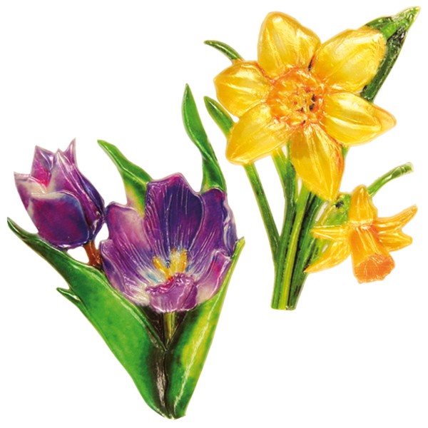 Wachsornamente, 2er Set, Osterblumen