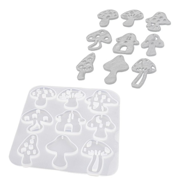 Silikonform, Pilze, 11,3cm x 0,4cm x 13,6cm, 9 Designs, lebensmittelecht