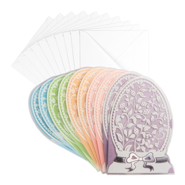 Kristallfolien-Grußkarten, Osterei, 16cm x 11cm, Einleger in versch. Farben,inkl. Umschläge,10 Stück