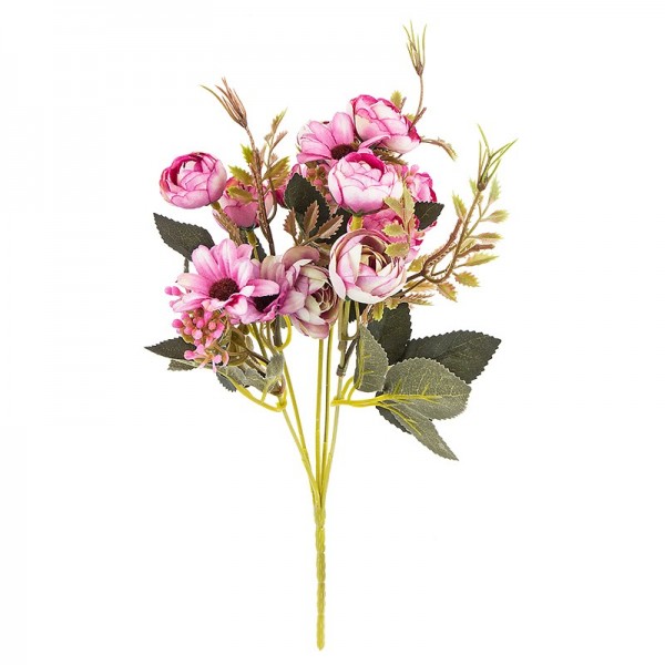 Blütenbusch, Rosen & Margeriten, 28cm hoch, 15 große Blüten Ø 2,5cm, Beerentöne