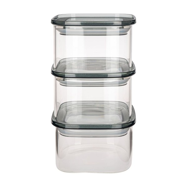 Vorratsbehälter aus Borosilikatglas, 10,6cm x 10,5cm x 7cm, Füllmenge: je 380ml, 3 Stück