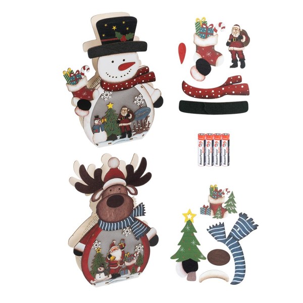 Aktions-Set, 3-D LED-Aufsteller, Schneemann & Rentier, 2 Stück
