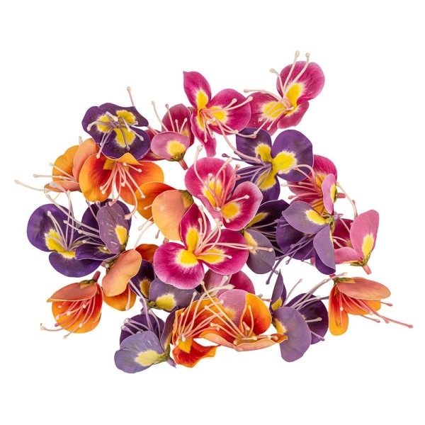 Deko-Blüten, Farbmix 4, 5cm x 6cm, 5,8cm lang, verschiedene Farben, 25 Stück