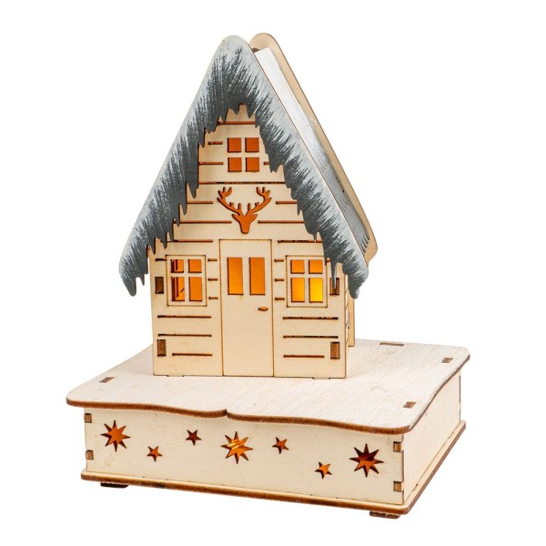 LED-Haus, Design 2, 12cm x 10cm x 15,1cm, warmweiß mit Timer