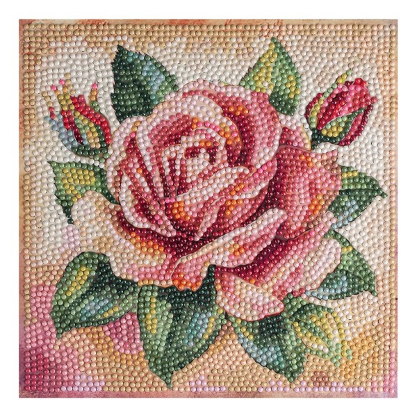 Diamond-Painting-Aufleger, Rose in Apricot, 20cm x 20cm, 370g/m², inkl. Zubehör