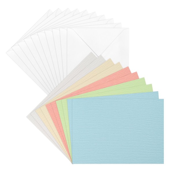 Grußkarten & Umschläge, Textur 6, 11,5cm x 16,5cm, quer, 5 Farben, Farbsortierung 1, 20-teilig