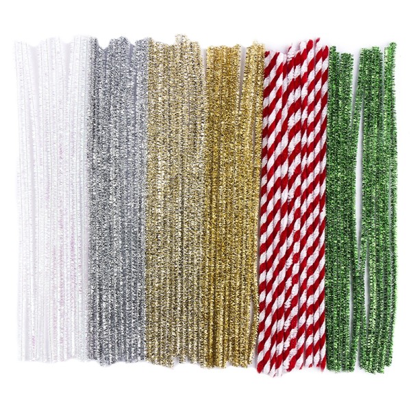 Pfeifenreiniger, Metallic, Plüsch & Glitzer, 30cm lang, 60 Stück