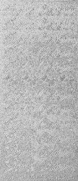 Microglitter-Sticker, "Frohe Ostern", silber