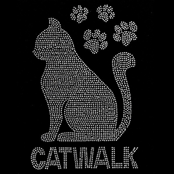 Bügelstrass-Design, DIN A4, Katzen Silhouette