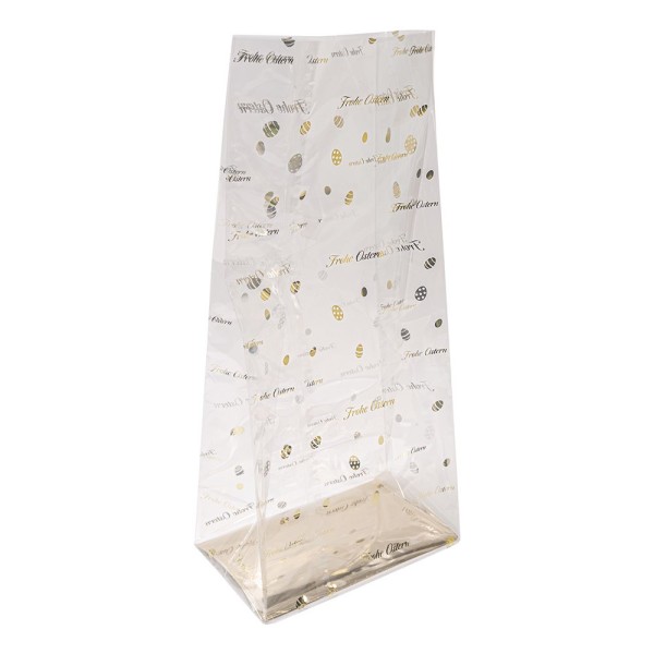 Blockbodenbeutel, Frohe Ostern, 16cm x 10cm, 35,5cm hoch, mit Goldfoliendruck, 30 Stück