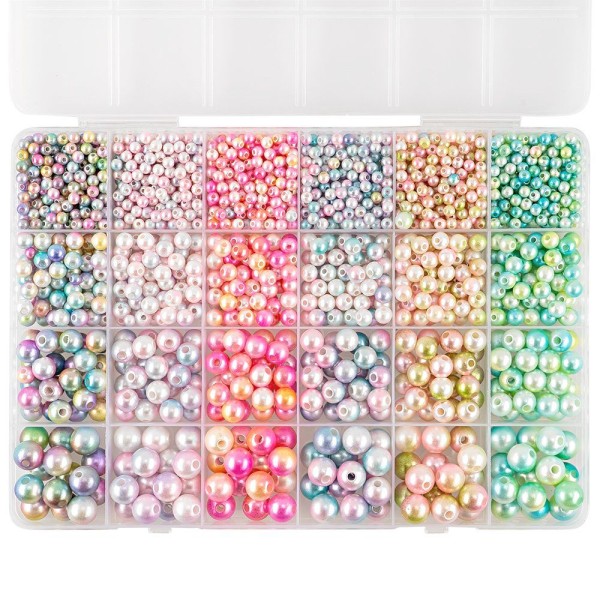 Perlmutt-Perlen mit Farbverlauf, 6 Farbverläufe in 4 Größen, 160g/1890 Perlen
