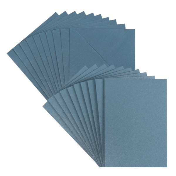 Grußkarten, Perlmutt, taubenblau, 10,5cm x 14,8cm, 250 g/m², inkl. Umschläge, 10 Stück