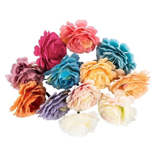 Deko-Blüten "Buschrose", Ø 5cm, verschiedene Farben, 12 Stück