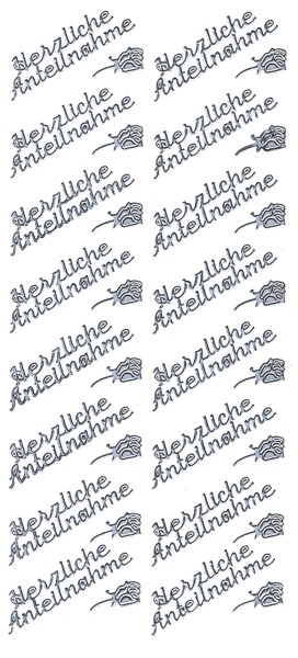 Sticker, Schrift, Herzliche Anteilnahme, silber