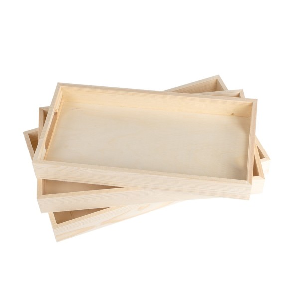 Tabletts, Holz, rechteckig, verschiedene Größen, 3 Stück