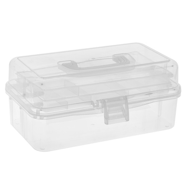 Mehrzweck-Aufbewahrungsbox, 32,8cm x 20cm x 14,5cm, transparent, aufklappbar