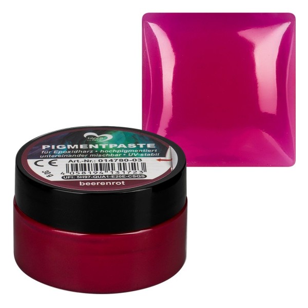 Pigmentpaste für Epoxidharz, 30g, beerenrot, hochpigmentiert, untereinander mischbar, UV-stabil