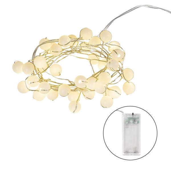 LED-Drahtlichterkette, mit weißen Perlen, 40 LEDs, warmweiß, 1,80m lang, inkl. Timer