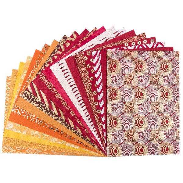 Naturpapier Colours of India "Mumbai", DIN A4, rot/orange, 20 Blatt