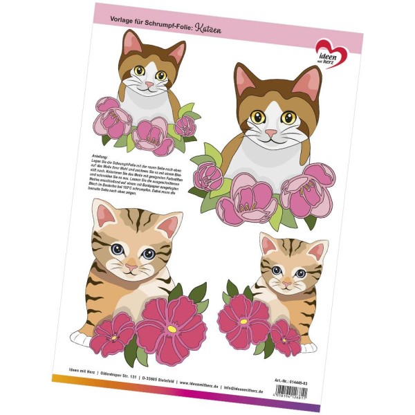 Vorlage für Schrumpf-Folie: Katzen, DIN A4