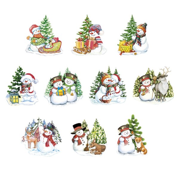 3-D Motive, Fröhliche Schneemänner, 6-10cm, 10 Motive