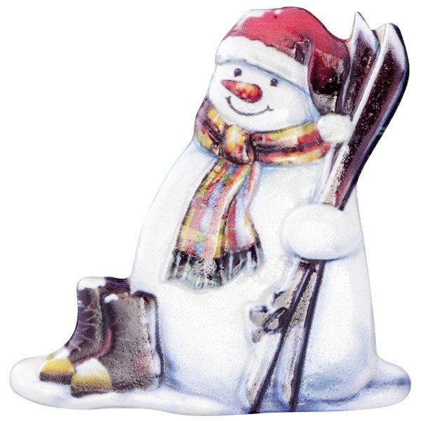 Wachsornament Lustige Schneemänner 5, farbig, geprägt, 7cm