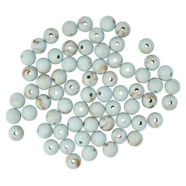 Perlen, rund, matt, Ø 1cm, Edelstein-Optik, Pastelltöne, rosé, mint, natur, 65 Stück