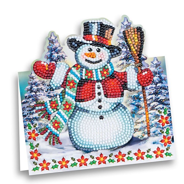 Diamond-Painting-Aufstellkarte, Schneemann mit roter Jacke, 16,3cm x 16cm, inkl. Umschlag & Werkzeug