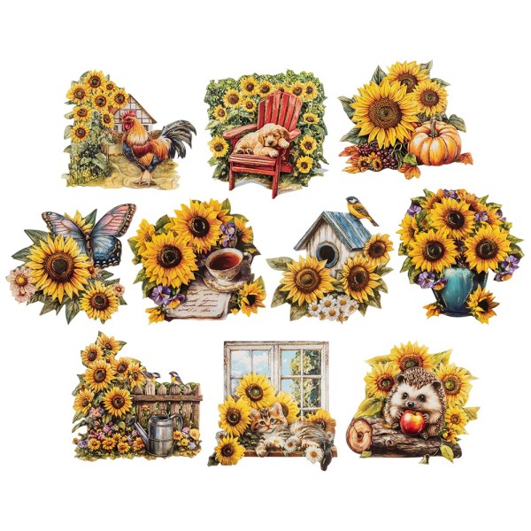 3-D Motive, Sonnenblumen, 7,5-9cm, 10 Motive