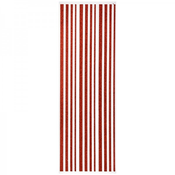 Glitzer-Bordüren, Sticker-Linien, 30 cm lang, 3-6 mm, rot