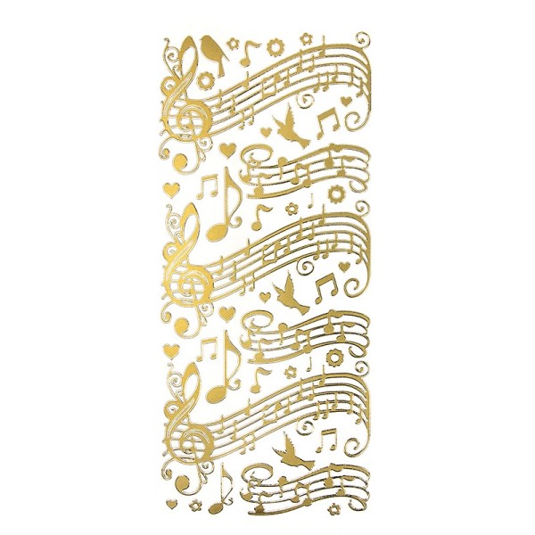 Sticker, Noten/Musik, Spiegelfolie, gold