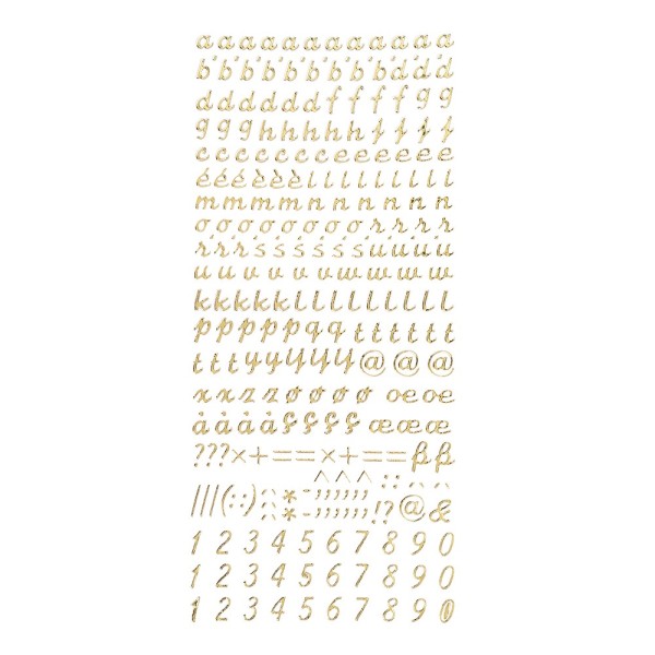 Sticker, Alphabet 3, Kleinbuchstaben, Spiegelfolie, gold