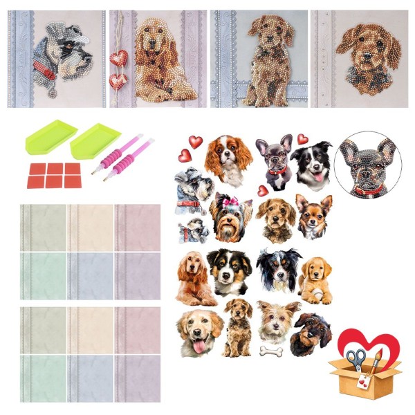 BastelBox: Hundegrüße mit Diamantglanz, 17-teilig