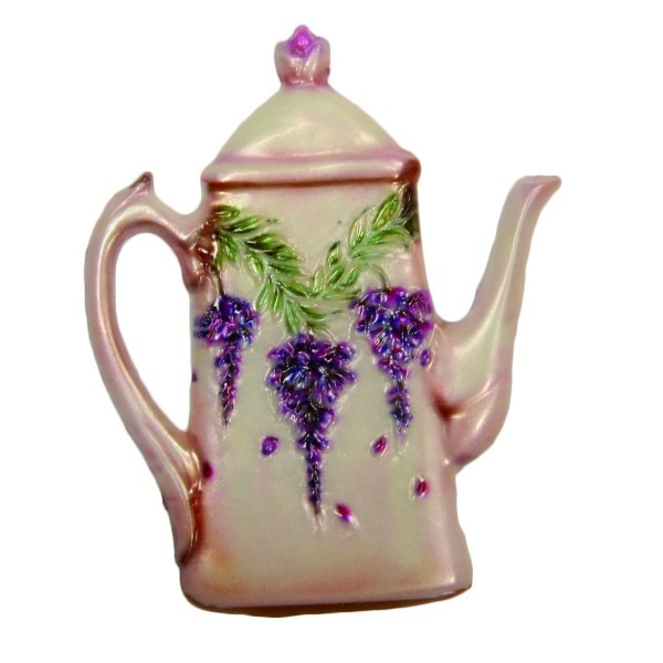 Wachsornament Kanne mit Blumenzierde, 8 x 6,5 cm, Design 2