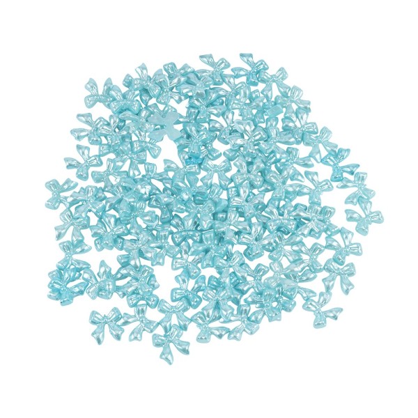 Miniatur-Schmuckstein-Schleifen, perlmutt, 0,9cm x 1cm x 0,2cm, pastell-blau, 100 Stück