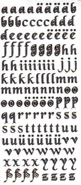 Microglitter-Sticker, abc, Kleinbuchstaben, anthrazit