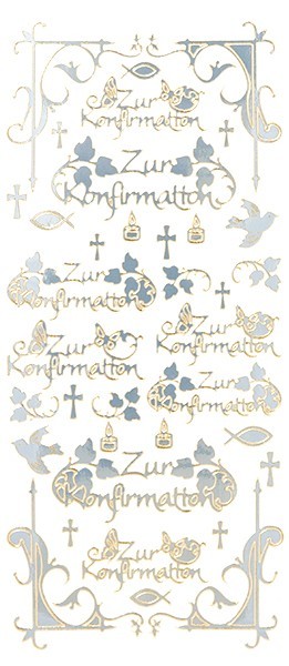 Sticker, Zur Konfirmation, Spiegelfolie, hellblau