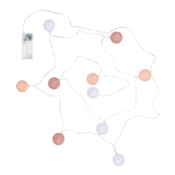 IDIMEX Lichterkette Amici Mit 20 Baumwollkugeln - Batteriebetrieben Warmweiß LED