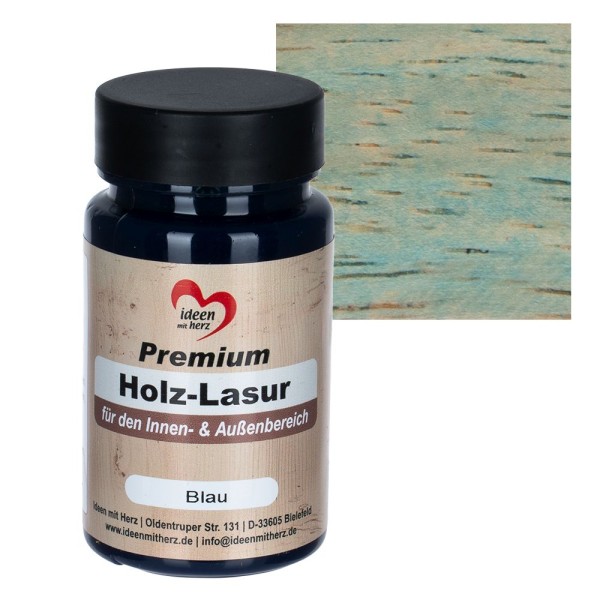 Premium-Holz-Lasur, für den Innen- und Außenbereich, 90ml, blau