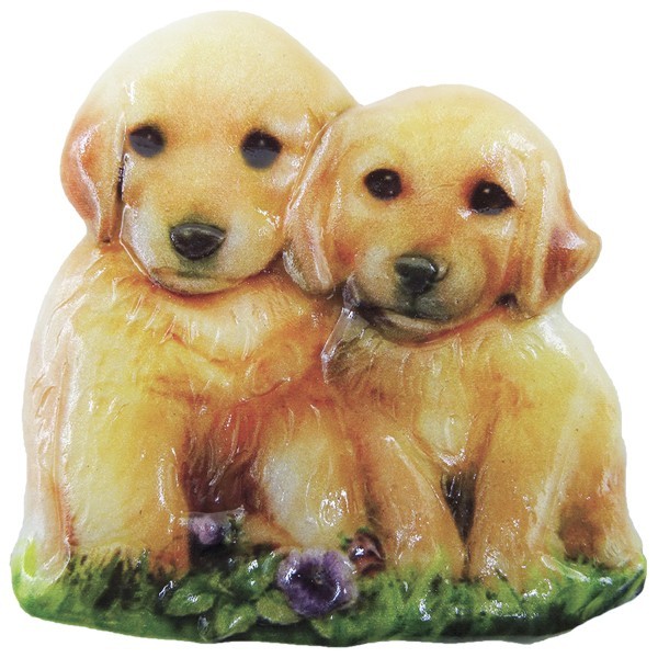 Wachsornament Hunde 3, farbig, geprägt, 7cm