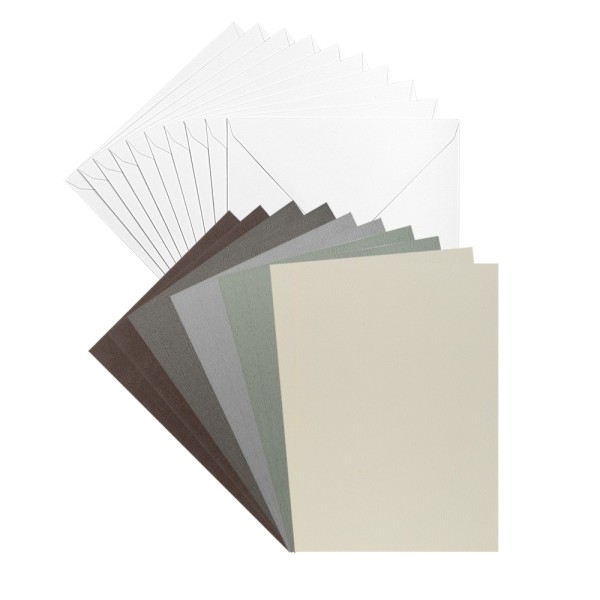 Grußkarten & Umschläge, Holz-Textur, 11,5cm x 16,5cm, 5 Farben, Farbsortierung 2, 20-teilig