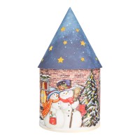 LED-Lichthaus, Nostalgische Weihnacht 1, Ø 11cm, 22cm hoch, inkl. Draht-Lichterkette, mit Timer